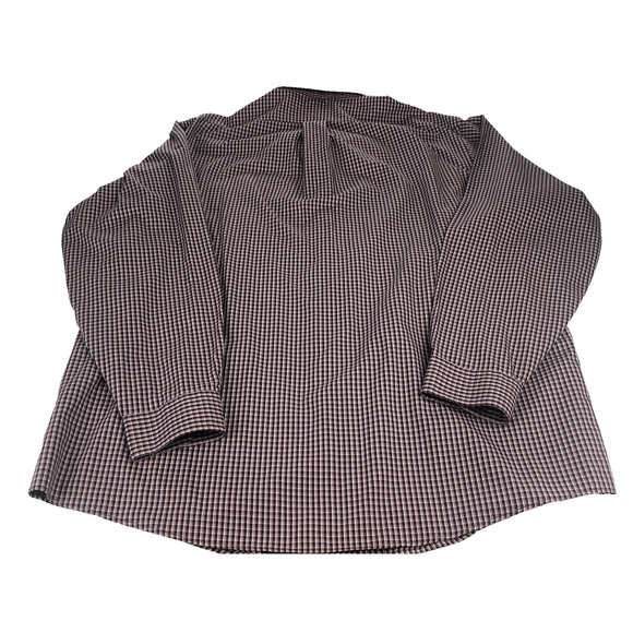 LL Bean Mens Shirt XLT Button Up Long Sleeve Purple Checkered Plaid Chest Pocket - Picture 11 of 12